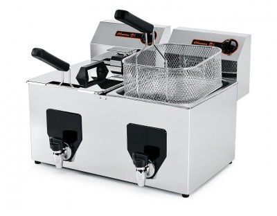 Elektrická fritéza Fiamma FF-10+10 NV s výpustí - Stolní zařízení - Fritézy a udržovače hranolek - Dvoukošové
