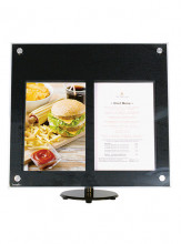 Securit® Osvětlená tabule z akrylátu 2 x A4, lesklá černá - Barový, restaurační servis a hotelové doplňky - LED nabídkové tabule