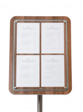 Securit® Tabule z tvrdého dřeva s nerezovým okrajem, 57x75 cm, Ořech - Barový, restaurační servis a hotelové doplňky - LED nabídkové tabule