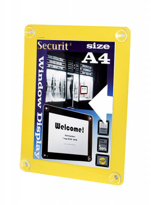 Securit® Rámeček na sklo na plakát A4 odolný proti UV záření - oboustranný žlutý - Barový, restaurační servis a hotelové doplňky - Nabídkové tabule na sklo