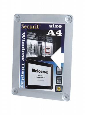 Securit® Rámeček na sklo na plakát A4 odolný proti UV záření - oboustranný šedý - Barový, restaurační servis a hotelové doplňky - Nabídkové tabule na sklo