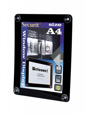 Securit® Rámeček na sklo na plakát A4 odolný proti UV záření - oboustranný černý - Barový, restaurační servis a hotelové doplňky - Nabídkové tabule na sklo