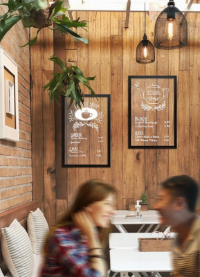 Securit® Nástěnná tabule se skleněnou plochou černý rám 1 bílý + 1 černý popisovač 40x30x1cm - Barový, restaurační servis a hotelové doplňky - Nabídkové tabule nástěnné