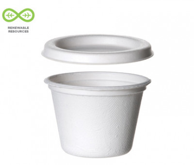 Bagasse EKO víčko na misku na dresink 60ml EPSPC2, 50ks - Eko jednorázové nádobí a obaly - Bagasse Misky z cukrové třtiny
