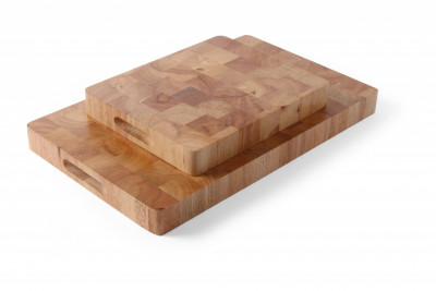 Masodeska z kaučukového dřeva GN 1/1 530x325x45mm - Špalky na maso Masodesky Porcovací desky - Krájecí desky dřevěné, masodesky