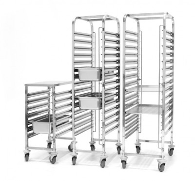 Odkládací regálový vozík 15 x 600x400mm ( pro plechy, podnosy ) - Servírovací vozíky a vozíky pod přepravky - Regálové vozíky pro podnosy