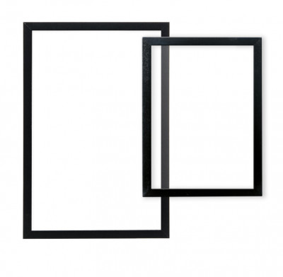 Securit® Nástěnná tabule se skleněnou plochou černý rám 1 bílý + 1 černý popisovač 60x40x1cm - Barový, restaurační servis a hotelové doplňky - Nabídkové tabule nástěnné