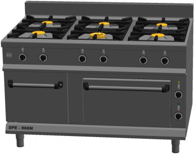 Plynový sporák s elektrickou troubou SPE 960 SC GASTRO-HAAL - Řada 900 - Sporáky
