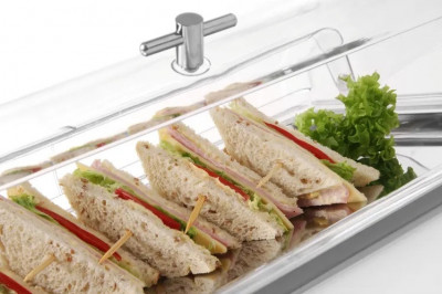 Prezentační kryt polykarbonát ROLLTOP poklop na GN 1/1 podnosy - Gastro příslušenství - CATERING Servírovací podnosy, misky, vaničky, košíky - CATERING tácy, podnosy