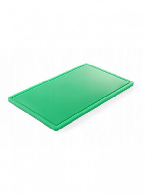 PE deska krájecí 1/1 HACCP zelená s drážkou 530x325x15mm - Špalky na maso Masodesky Porcovací desky - Krájecí desky plastové