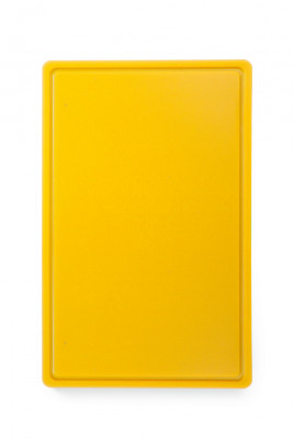 PE deska krájecí 1/1 HACCP žlutá s drážkou 530x325x15mm - Špalky na maso Masodesky Porcovací desky - Krájecí desky plastové