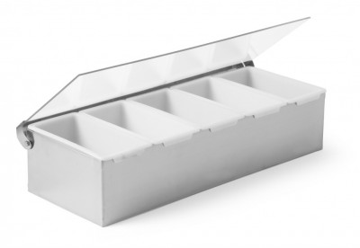 Nerezový box na ingredience s 5 nádobkami 375x140x90mm - Bar - Barmanské potřeby