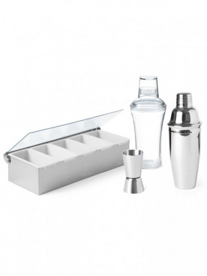 Nerezový box na ingredience s 5 nádobkami 375x140x90mm - Bar - Barmanské potřeby