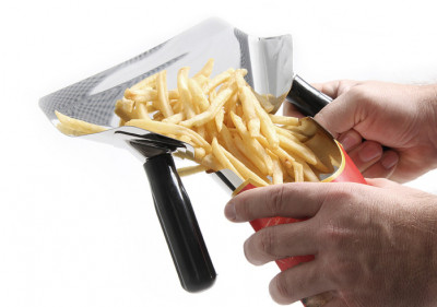 Nerezová lopatka na hranolky 230x220mm obouruční - Gastro příslušenství - CATERING Servírovací kleště, naběračky, pinzety - Naběračky