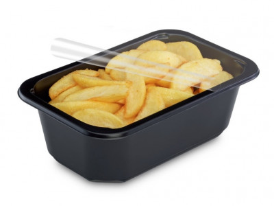 PP Miska zatavovací 1-dílná černá 178x113x60, 750ml, bal.80ks - Vakuové baličky, Vakuové sáčky, Sous Vide vařiče - Stroje. misky, folie pro zatavování do misek - Misky, Folie