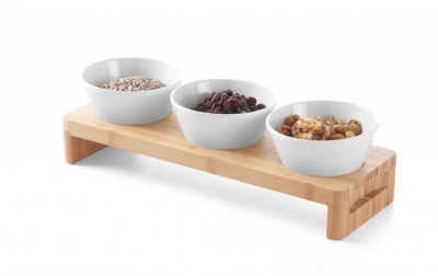Dřevěný bufetový stojan na 3 misky 400x130x60mm - Gastro příslušenství - CATERING Servírovací podnosy, misky, vaničky, košíky