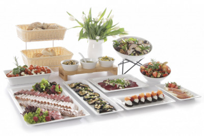 Servírovací miska bílá 130x130x65mm melamin - Gastro příslušenství - CATERING Servírovací podnosy, misky, vaničky, košíky - CATERING misky