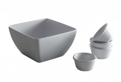 Servírovací miska bílá 190x190x100mm melamin - Gastro příslušenství - CATERING Servírovací podnosy, misky, vaničky, košíky - CATERING misky