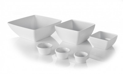 Servírovací miska bílá 190x190x100mm melamin - Gastro příslušenství - CATERING Servírovací podnosy, misky, vaničky, košíky - CATERING misky