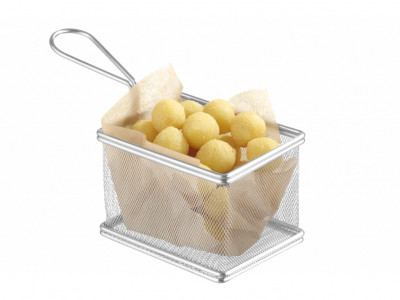 Servírovací nerezový košík mini fritovací koš 120x100x90mm - Gastro příslušenství - CATERING Servírovací podnosy, misky, vaničky, košíky - Bufet, Servírovací koše
