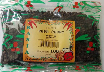 Pepř černý celý 100g Kasia - - Koření - Jednodruhové koření - Jednodruhové koření do 100g