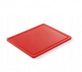 PE deska krájecí 1/2 HACCP červená s drážkou 325x265x12mm - Špalky na maso Masodesky Porcovací desky - Krájecí desky plastové