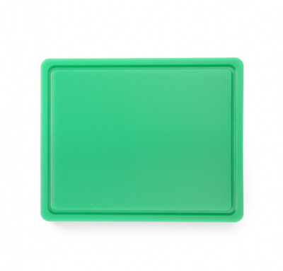 PE deska krájecí 1/2 HACCP zelená s drážkou 325x265x12mm - Špalky na maso Masodesky Porcovací desky - Krájecí desky plastové
