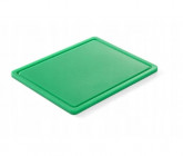 PE deska krájecí 1/2 HACCP zelená s drážkou 325x265x12mm - Špalky na maso Masodesky Porcovací desky - Krájecí desky plastové