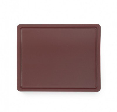 PE deska krájecí 1/2 HACCP hnědá s drážkou 325x265x12mm - Špalky na maso Masodesky Porcovací desky - Krájecí desky plastové