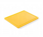 PE deska krájecí 1/2 HACCP žlutá s drážkou 325x265x12mm - Špalky na maso Masodesky Porcovací desky - Krájecí desky plastové