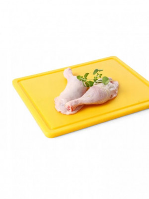 PE deska krájecí 1/2 HACCP žlutá s drážkou 325x265x12mm - Špalky na maso Masodesky Porcovací desky - Krájecí desky plastové