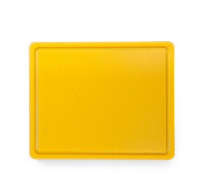 PE deska krájecí 1/2 HACCP žlutá s drážkou 325x265x12mm - Špalky na maso Masodesky Porcovací desky - Krájecí desky plastové
