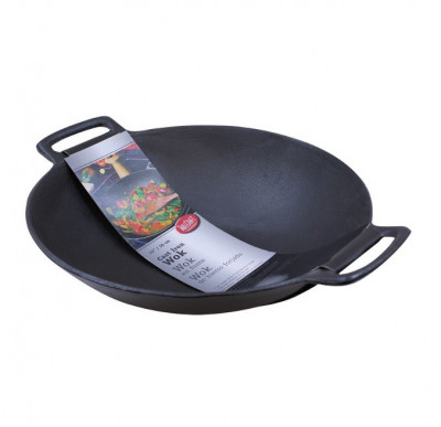 Litinová wok pánev 6,5lit, 35,5×10cm - Hrnce, Pekáče, Pánve - Pánve - Pánve WOK