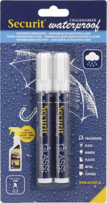 Securit® Silný voděodolný popisovač, šířka hrotu 2 - 6 mm / 2 ks v balení, White   (BL-SMA610-WT) - Barový, restaurační servis a hotelové doplňky - Popisovače na tabuli a sklo - Popisovače 2-6mm