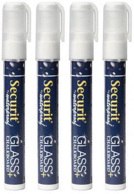 Securit®  Voděodolný popisovač, 2-6mm, 4x bílý - Barový, restaurační servis a hotelové doplňky - Popisovače na tabuli a sklo - Popisovače 2-6mm