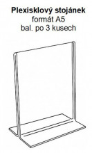 Stolní plexi stojánek A5 na výšku 215x150 mm (3 kusy v balení) - Barový, restaurační servis a hotelové doplňky