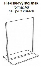 Stolní plexi stojánek A6 na výšku 150x105 mm (3 kusy v balení) - Barový, restaurační servis a hotelové doplňky