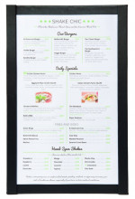 Jednoduchý jídelní lístek A4 s magnetickými úchyty po stranách, Black - Barový, restaurační servis a hotelové doplňky
