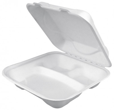 EKO MenuBox 3-dílný 230x230x75mm z cukr. třtiny - Eko jednorázové nádobí a obaly - Bagasse Menuboxy z cukrové třtiny