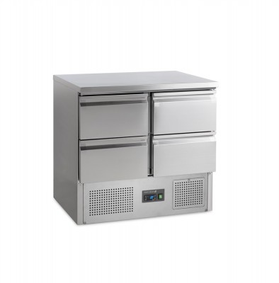 Saladeta s pracovní deskou, 4 zásuvky TEFCOLD GS91/4 Drawers - Chladicí a Mrazicí zařízení - Chladicí zařízení - Chladicí skříně - plné dveře