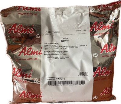 Almi kořeněná želatina Gelina 1kg vhodná na tlačenku - - Koření - Směsi pro masnou výrobu - Nástřiky na šunku, kutrovací přípravky a jiné