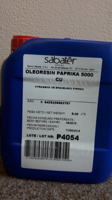 Paprikový výtažek 5000 tekutý 5 litrů - - Koření - Směsi pro masnou výrobu - Nástřiky na šunku, kutrovací přípravky a jiné