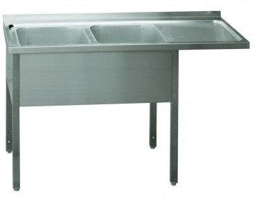 Stůl mycí dvoudřez MSDOP/M 150x70x90 - Baterie, Dřezy - Dřezy nástěnné a stolové - Dřezy stolové 70