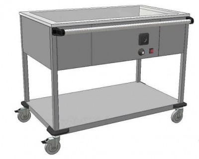 Výdejní vozík s ohřevem vanový KSVOH-3L 1125x720x850 - Vodní lázně a Ohřívače talířů - Vodní lázně - Vodní lázně pojízdné