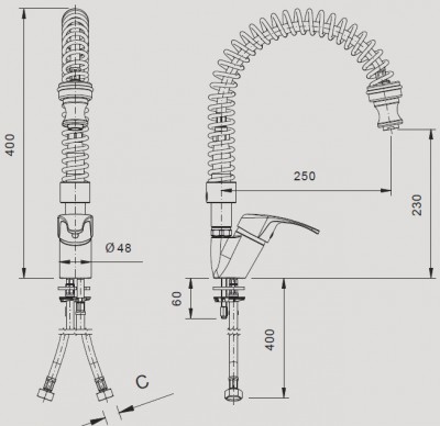 Hadice ke sprchám FLEXI 390mm - Baterie, Dřezy - Tlakové sprchy a Baterie - Sprchy a Baterie