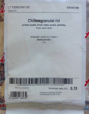 Almi Chilliesgranulat rot 0,25kg - chilli granulát - - Koření - Směsi pro masnou výrobu - Nástřiky na šunku, kutrovací přípravky a jiné