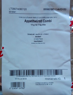 Almi Appetitwürstl combi 1kg - kořenící směs - - Koření - Směsi pro masnou výrobu - Směsi na klobásy