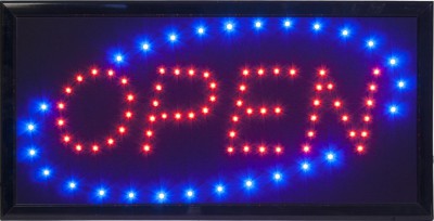 Securit® Barevná světelná LED tabule OPEN s plastovým rámem, černá 480x240mm - Barový, restaurační servis a hotelové doplňky - LED nabídkové tabule - Nabídkové tabule