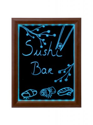 Securit® Barevná světelná LED tabule s dřevěným rámem, mahagon 40x50cm - Barový, restaurační servis a hotelové doplňky - LED nabídkové tabule - Nabídkové tabule