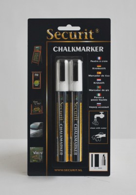Securit® Tekutý křídový popisovač 2-6mm, sada 2ks bílý - Barový, restaurační servis a hotelové doplňky - Popisovače na tabuli a sklo - Popisovače 2-6mm